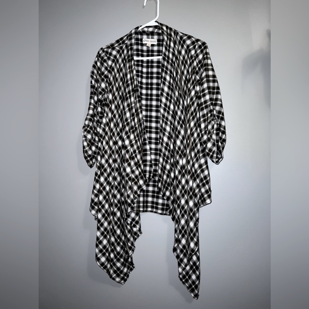 Knox Rose Plaid Waterfall Cardigan Sweater